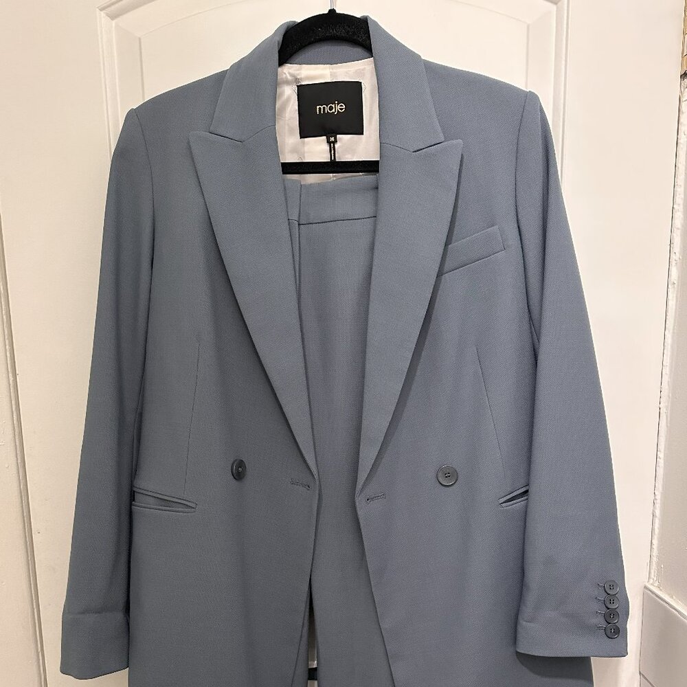 Maje Light Blue Womans Suit Jacket and Pants